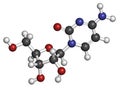 Cytidine RNA building block molecule. Atoms are represented as spheres with conventional color coding: hydrogen (white), carbon (