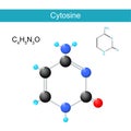 Cytosine molecular formula. Chemical structural formula and model
