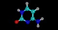 Cytosine molecular structure isolated on black background