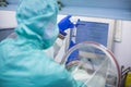 Cytostatic meds being prepared in a super clean lab environment