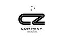 CZ black and white combination alphabet bold letter logo with dots. Joined template design for business and company