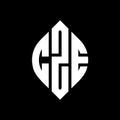 CZE circle letter logo design with circle and ellipse shape. CZE ellipse letters with typographic style. The three initials form a Royalty Free Stock Photo