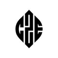 CZE circle letter logo design with circle and ellipse shape. CZE ellipse letters with typographic style. The three initials form a Royalty Free Stock Photo