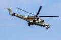 Czech Air Force Mi-24 Hind attack helicopter in flight Royalty Free Stock Photo