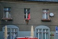 Czech anti-populist rebellion with public red underpants, Liberec, North Bohemia, Czech republic Royalty Free Stock Photo