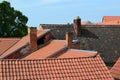 Czech, architecture, red roofs, tiles, chimney sweep, tourism, Netolice,