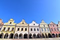 Czech Baroque town with colorful historic house