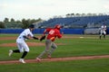 Czech baseballplayer try to make a Spanish runner out