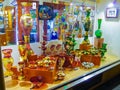 Czech Bohemian crystal glass in a shop window Royalty Free Stock Photo