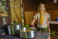 Czech boy and girl scouts during their summer camp. Czech scouts usually stay in tents for 2 or 3 weeks. August 10, 2017;