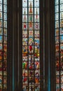 Czech, Brno, Cathedral colorful sainted glass decoration. Gothic