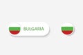 Bulgaria button flag in illustration of oval shaped with word of Bulgaria.