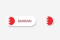 Bahrain button flag in illustration of oval shaped with word of Bahrain