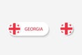 Georgia button flag in illustration of oval shaped with word of Georgia.