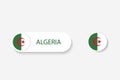 Algeria button flag in illustration of oval shaped with word of Algeria.
