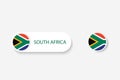 South Africa button flag in illustration of oval shaped with word of South Africa.