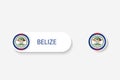 Belize button flag in illustration of oval shaped with word of Belize.
