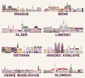 Czech Republic main cities cityscapes in rich pastel bright colorful palette. Magic aesthetics style