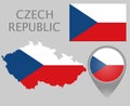 Czech flag, map and map pointer Royalty Free Stock Photo