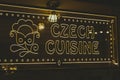 Czech cuisine food neon sign restaurant cafe dinner Royalty Free Stock Photo