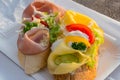 Czech cuisine open sandwiches, hlebichki close up