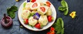 Dumplings or knedliky with strawberries filling