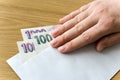 Czech economy and finance - czech crown banknotes in a envelope - bribe and corruption