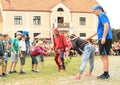 Czech famous juggler Zdenek Vlcek with kids