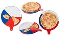 Czech Flag Design Plates Presenting Delicious Cheese Pizzas