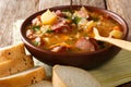 Czech food: Zelnacka cabbage soup with sausages and vegetables c