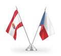 Czech and French Polynesia table flags isolated on white 3D rendering
