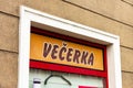 The Czech generic sign denoting a small grocery shop which is open till the late evening in Czechia