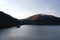 Czech Jirkov dam in Ore mountains at spring evening on 4. april 2019 Royalty Free Stock Photo