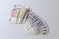 Czech Koruna Banknotes (CZK) Stacked on a White Background Royalty Free Stock Photo