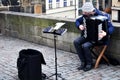 Czech man people playing accordion organ musical keyboard instruments for show Czechia and foreign travelers travel visit on