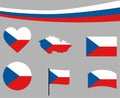 Czech Republic Flag Map Ribbon And Heart Icons Vector Royalty Free Stock Photo