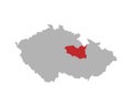 Czech map with Pardubice region red highlight Royalty Free Stock Photo