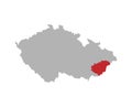 Czech map with Zlin region red highlight