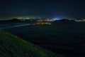 Czech nighty landscape in Ceske Stredohori mountains in spring on 19th april 2020