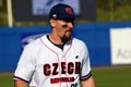 Czech player during the baseballgame in the Super 6 between Spain and Czech Republic. Royalty Free Stock Photo