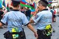 Czech police officers during the Azerbaijanis and Turkish protest