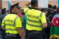 Czech police officers during the Azerbaijanis and Turkish protest