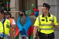 Czech police officers during the Azerbaijanis and Turkish protest