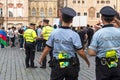 Czech police officers during the Azerbaijanis and Turkish protest