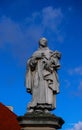 Czech, Prague, gothic sculpture of the of Philip Benizi de Damiani on the Charles bridge. Prague, medieval art, statue of Saint o