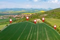 Czech realty business - Land plot in aerial view. Gps registration survey of property, real estate for map with location, area. Royalty Free Stock Photo