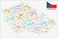 Czech republic administrative and political map with flag Royalty Free Stock Photo