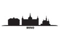 Czech Republic, Brno city skyline isolated vector illustration. Czech Republic, Brno travel black cityscape
