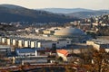 Czech republic, Brno Exhibitions Centre BVV - BVV Fairs on the cityscape taken from the hill. Europe Royalty Free Stock Photo