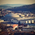 Czech republic, Brno Exhibitions Centre BVV - BVV Fairs on the cityscape taken from the hill. Europe Royalty Free Stock Photo